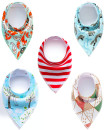 SET 3 Girls 5 Baby Bibs Bandana Handkerchief for Infant Drooling Teething Super Absorbent Bibs Age 0-24M